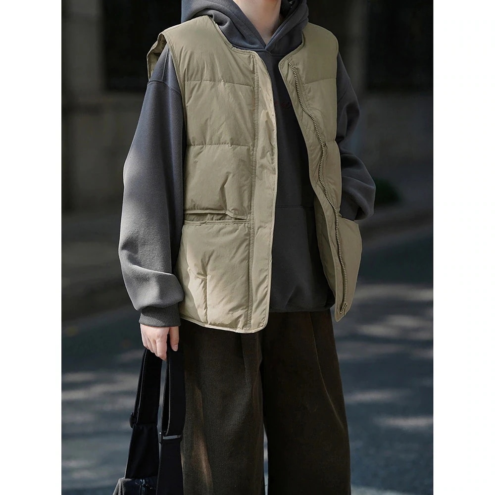 Hot!!!「YS良品」 2024冬新品 ダウンベスト 上質アヒル羽毛 ノースリーブ ラウンドネック レディース 保温 ダウンジャケット メガ割