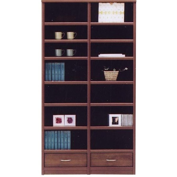 オープンラック/オープンシェルフ 幅97cm 木製(天然木) 棚板/引き出し収納付き 日本製 ブラウン Glacso2グラッソ2 完成品