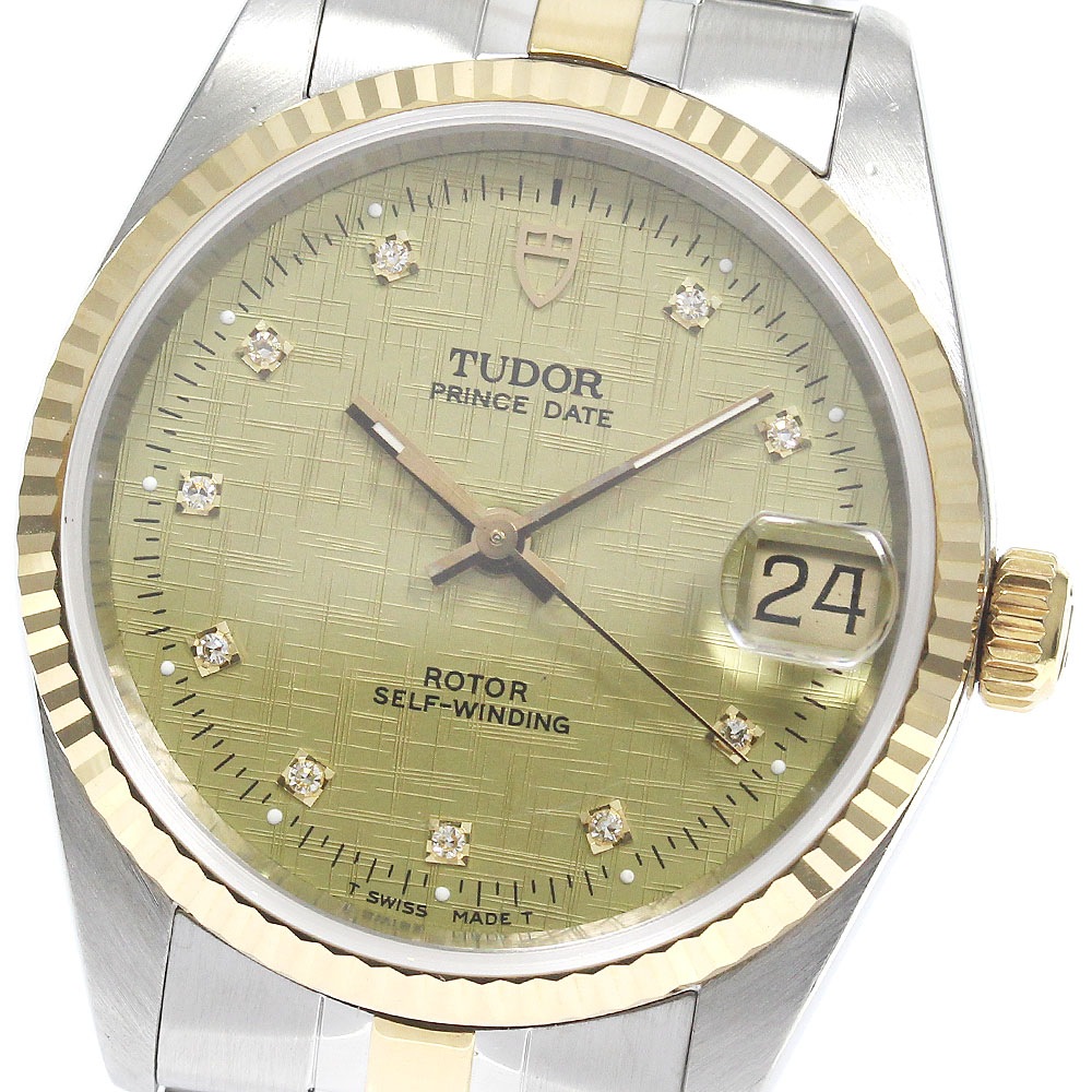 チュードル TUDOR 72033 プリンス デイト YGコンビ 10Pダイヤ cal.2824-2 自動巻き ボーイズ _753484【中古】