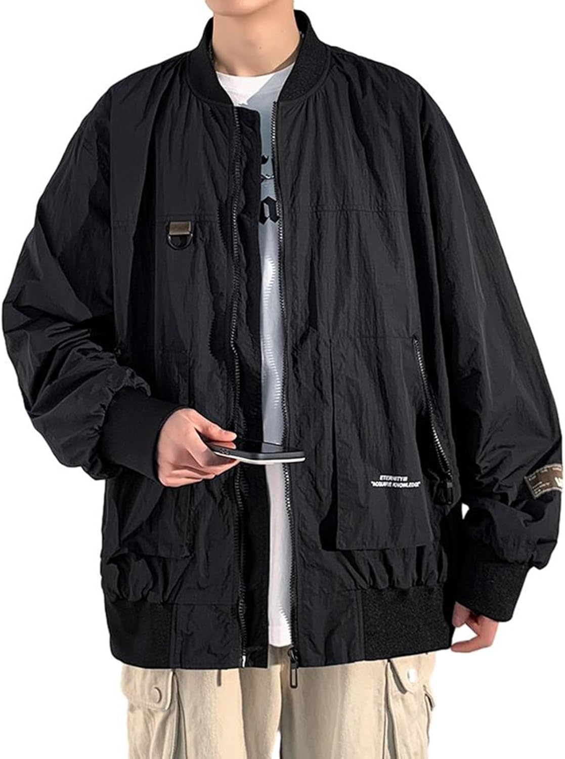 ジャケット メンズ 春秋 スタジャン 立ち襟 フライトジャケット 防風 カジュアル ブルゾン ジッパー ストリート ウィンドブレーカー 薄手 大きいサイズ オシャレ トップス アウトドア