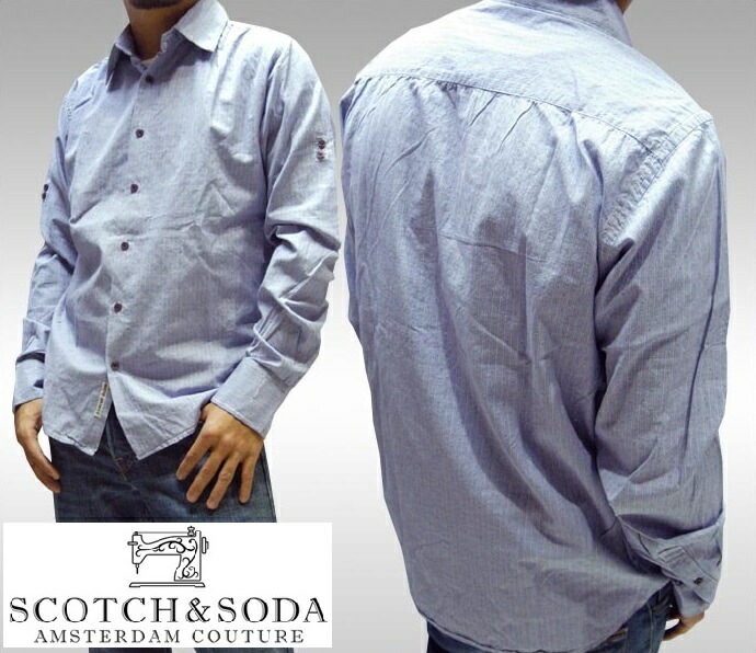訳ありアウトレット スコッチ&ソーダ スコッチアンドソーダ scotch&soda メンズ 長袖 シャツ ダイヤストライプ ブルー ホワイト ダブルボタン ロールアップ トップス カジュアル サ 7,744円
