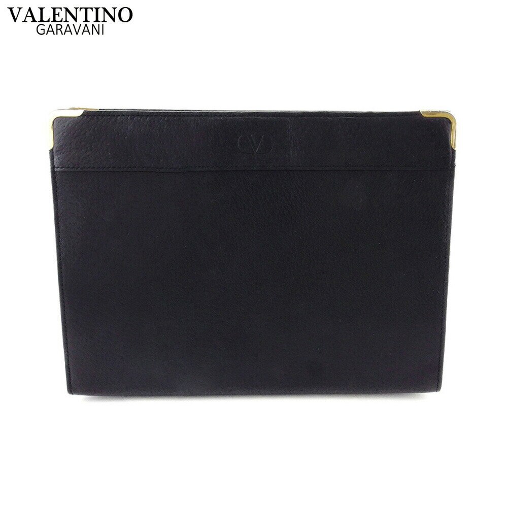 クラッチバッグ セカンドバッグ バッグ Vマーク レディース メンズ ブラック ゴールド 中古