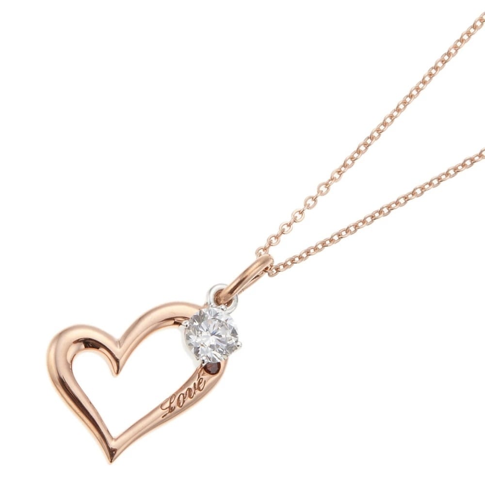 ネックレス レディース レッドダイヤモンド オープンハート キュービックジルコニア シルバー925製