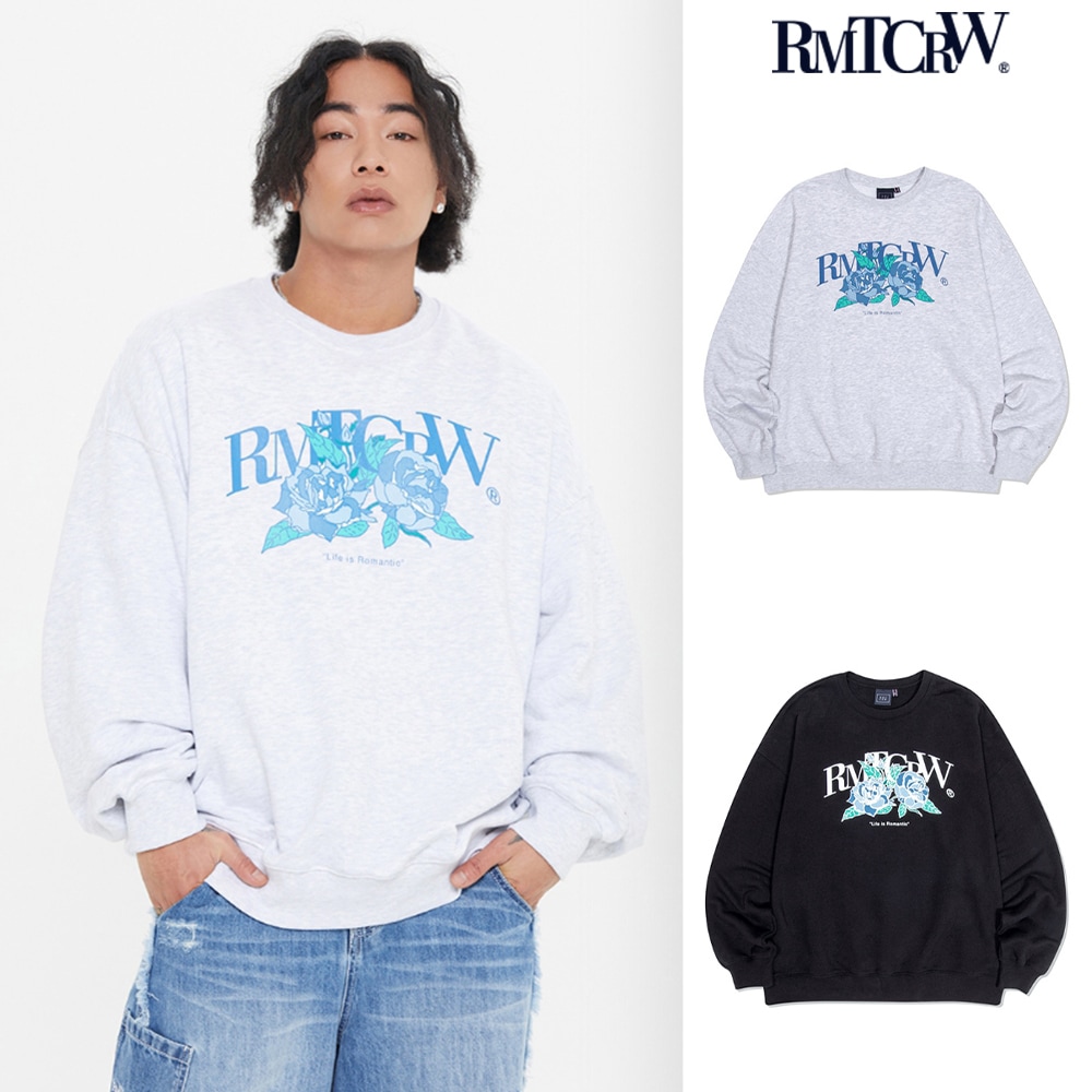 【ROMANTIC CROWN】男女兼用★ブルーローズクルーネック ブルーローズクルーネック - ROMANTIC CROWN | 60% - アジア