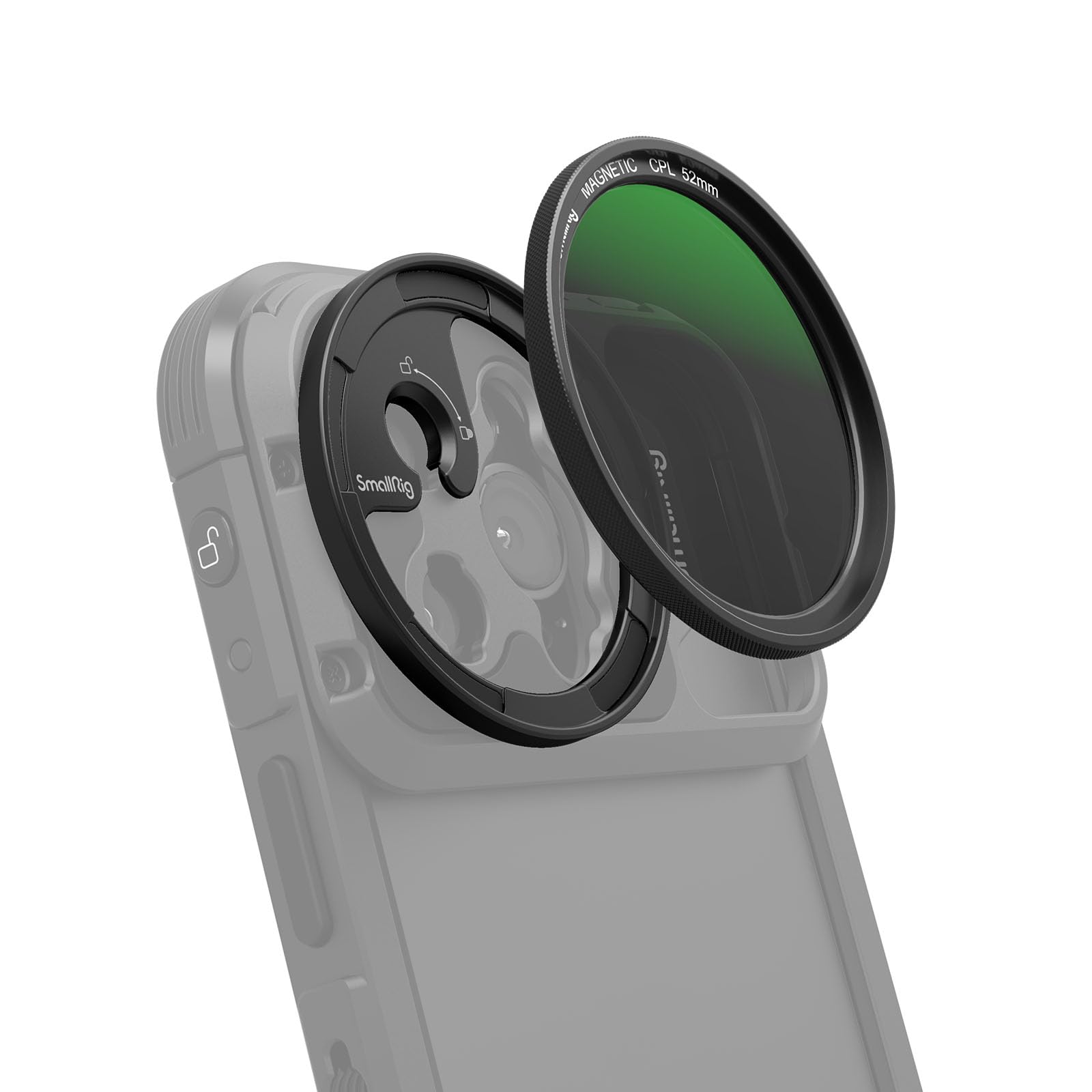 SmallRig 52mm 磁気円偏光フィルターキット Mマウント付きスマートフォンケージ対応 Mマウントフィルターアダプター付き磁気CPL偏光フィルター HD 光学ガラスフィルターキット iPhon