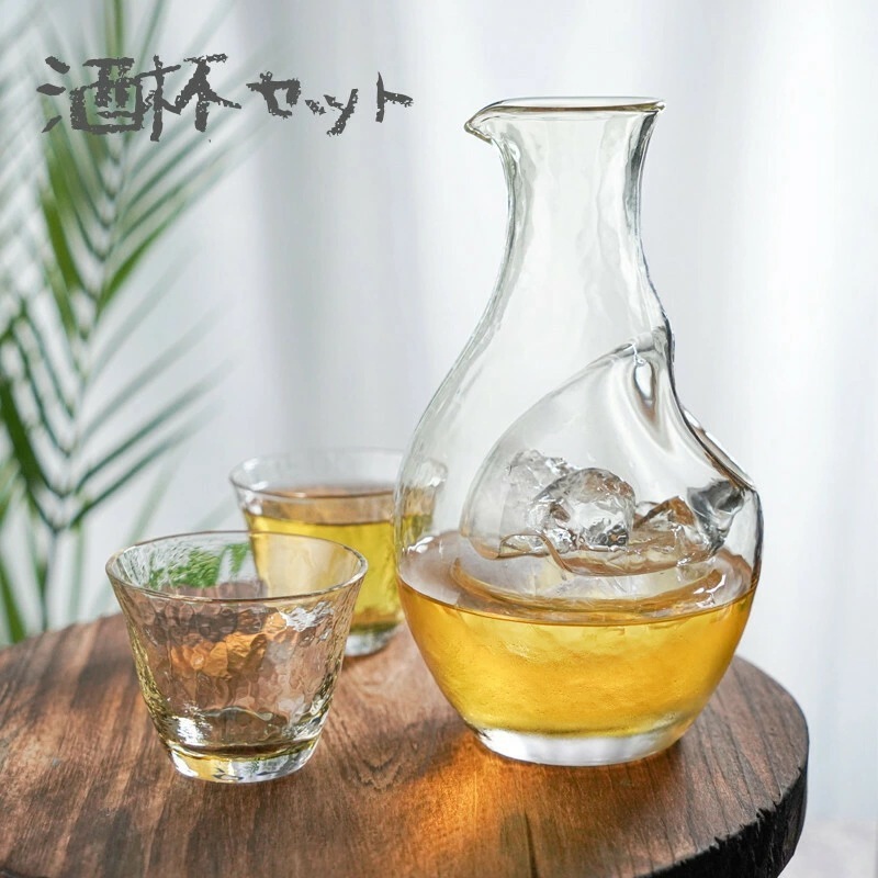 清酒杯セット 酒器セット 酒ポト 290ml 耐熱ガラス 盃 50ml 3個セット ぐい呑み 高級品 おしゃれ 伝統工芸 和風 日本酒 清酒 家飲み 乾杯 お酒好き プレゼント 父の日 面白い 退職祝