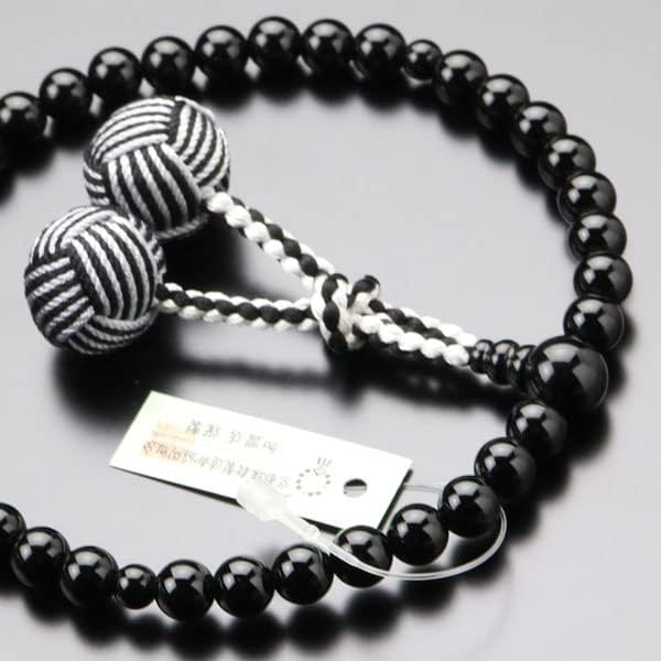 念珠ドットコム 数珠 女性用 約7ミリ 黒オニキス 2色梵天房【略式数珠 京念珠 宗派共通 京都 ブラックオニキス 天然石 葬儀 葬式 法事 法要 凡天房 7mm マイ数珠 102070141】...