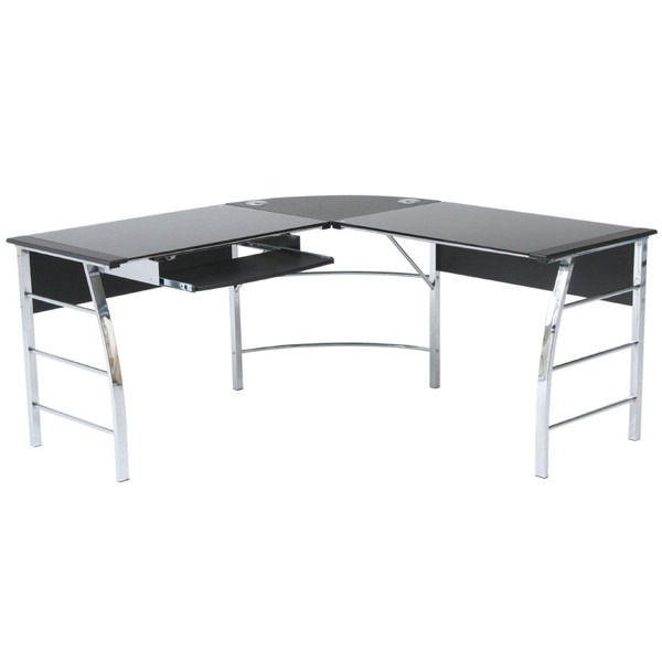 不二貿易 CT-1040BK ブラック [ガラスPCデスク L型3点セット] メーカー直送 15,211円