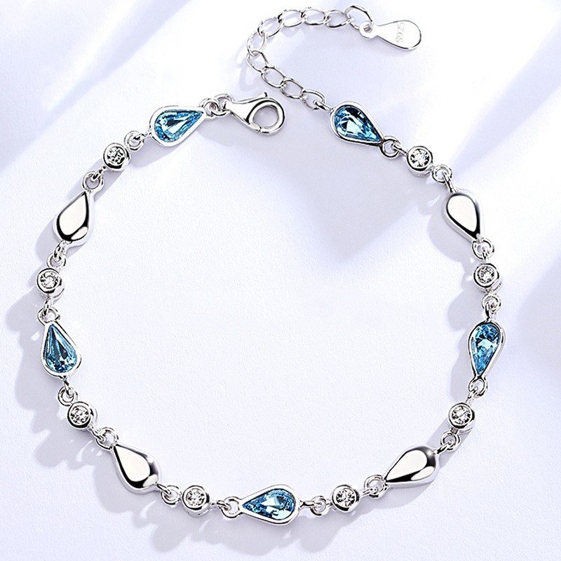 ブレスレット レディース ダイヤ ブルー 豪華13粒 シルバー925 プラチナ仕上げ 人気 ギフト