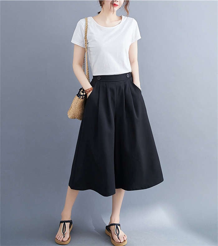 ガウチョパンツ ワイドパンツ 七分丈 キュロット レディース ガウチョパンツ フレア スカート きれいめ スカーチョ 膝丈 ゆったり 大きいサイズ ハイウエスト フレアパンツ チノパンツ 楽ちん 着痩