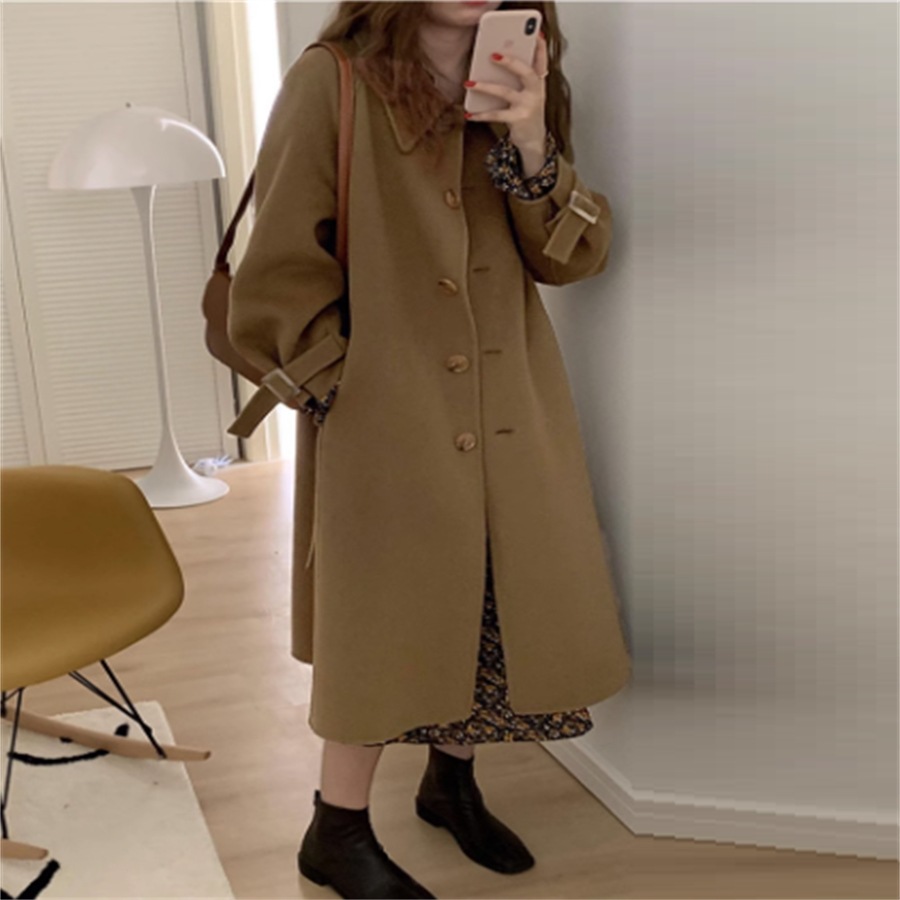 アウター 2色 ロングコート 羽織り チェスターコート トレンチコート ロング ミモレ丈 袖あり 長袖 Vネック フレア Aライン ポケット 厚手生地 かわいい 大人可愛い 綺麗