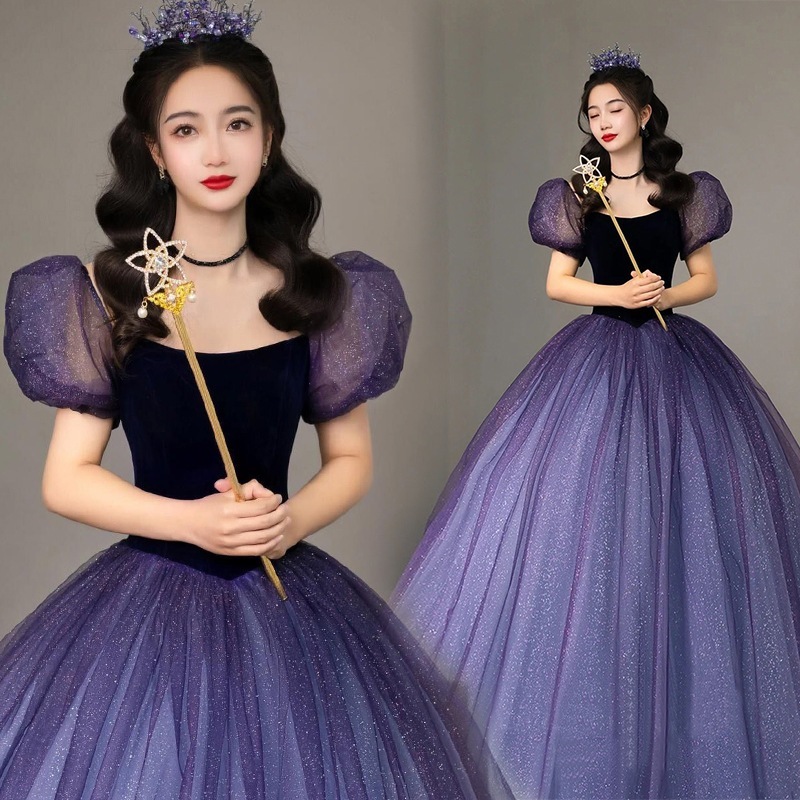 【送.料.無.料.急速発送】ディナー星空2025バブルスリーブドレス 演奏会 ウェディング 発表会 成人式 二次会 お呼ばれ