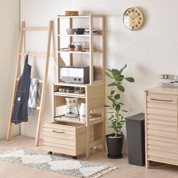 ラック 食器棚 レンジ台 キッチン収納 カップボード おしゃれ 棚 扉付き 引き出し ナチュラルモダン キャビネット