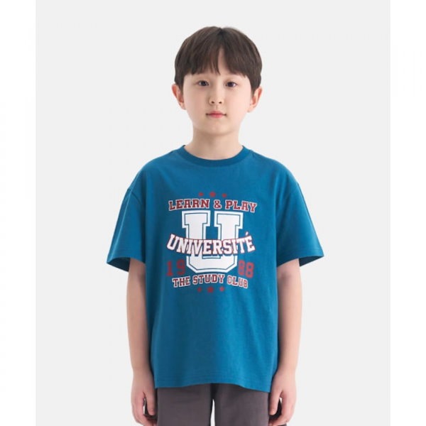ユニブ ビッグロゴ 半袖Tシャツ 青 UV262ISS05_BLU