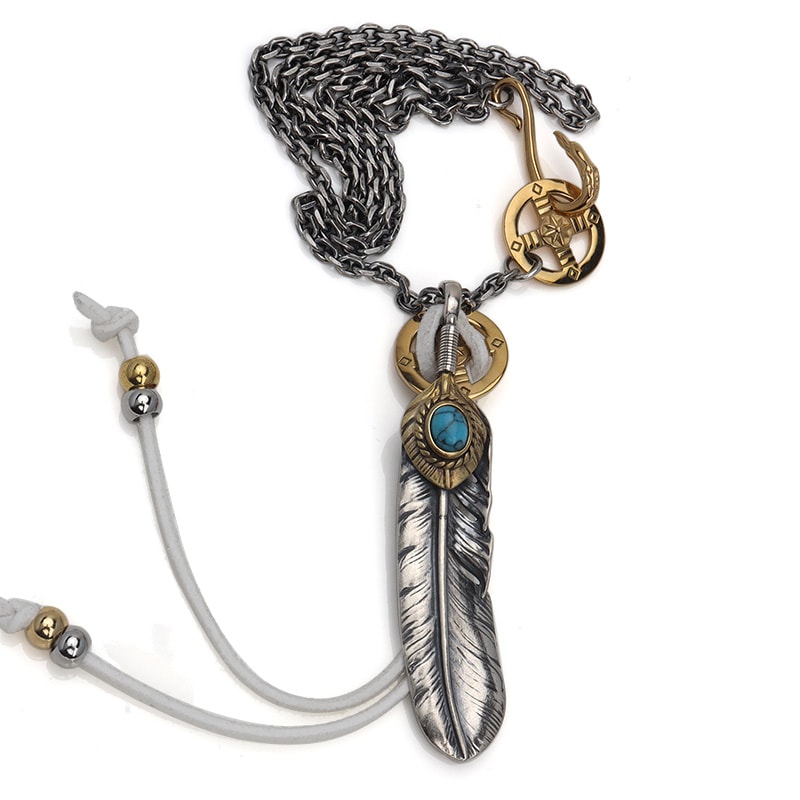 925 フェザーネックレス ターコイズ [hm111]