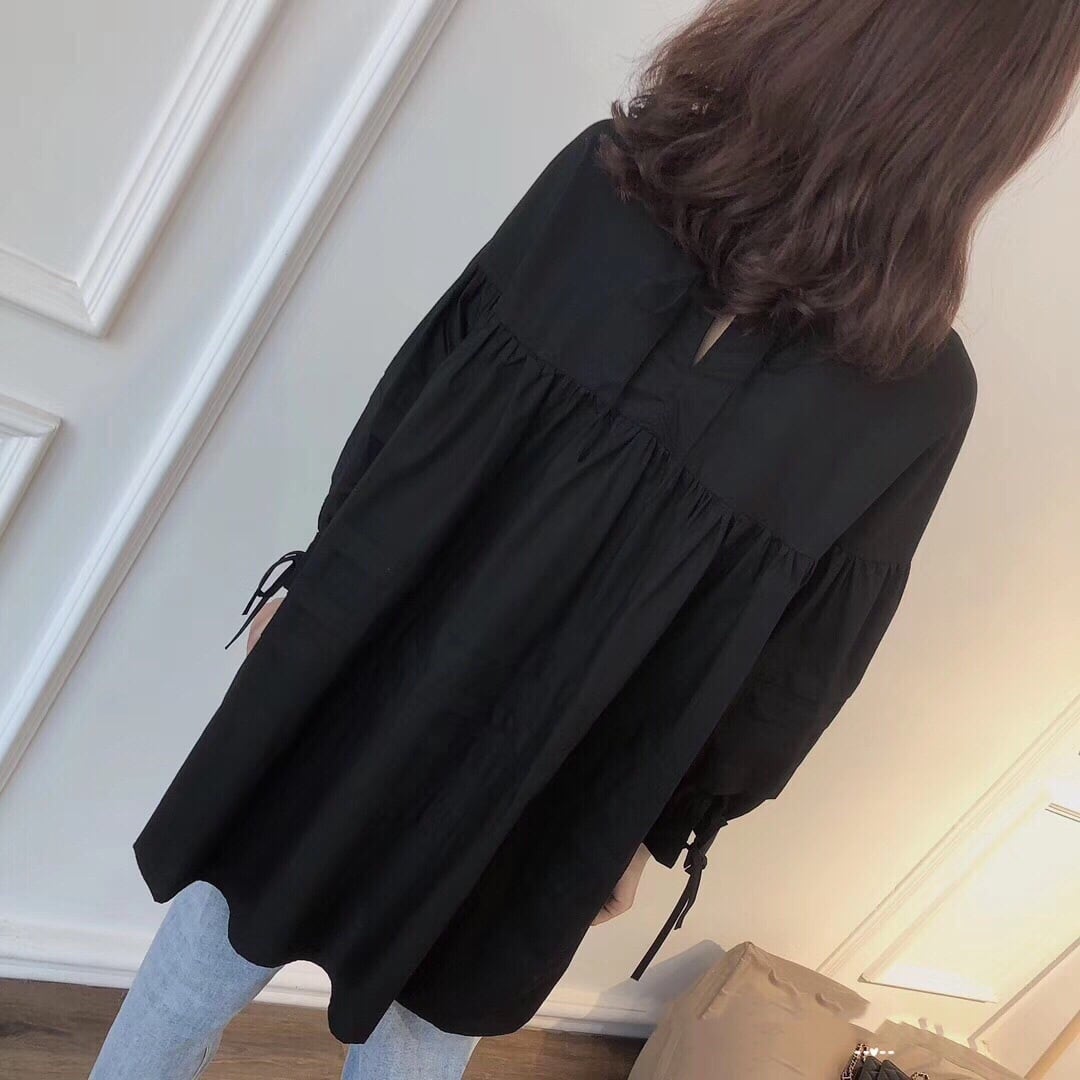 ワンピース 上着 人気 おすすめ おしゃれ お洒落 激安 安い プチプラ 長袖 ロング ハイネック ふわふわ パフスリーブ ふんわり オーバーサイズ ミニスカート 無地 フリル コットン l