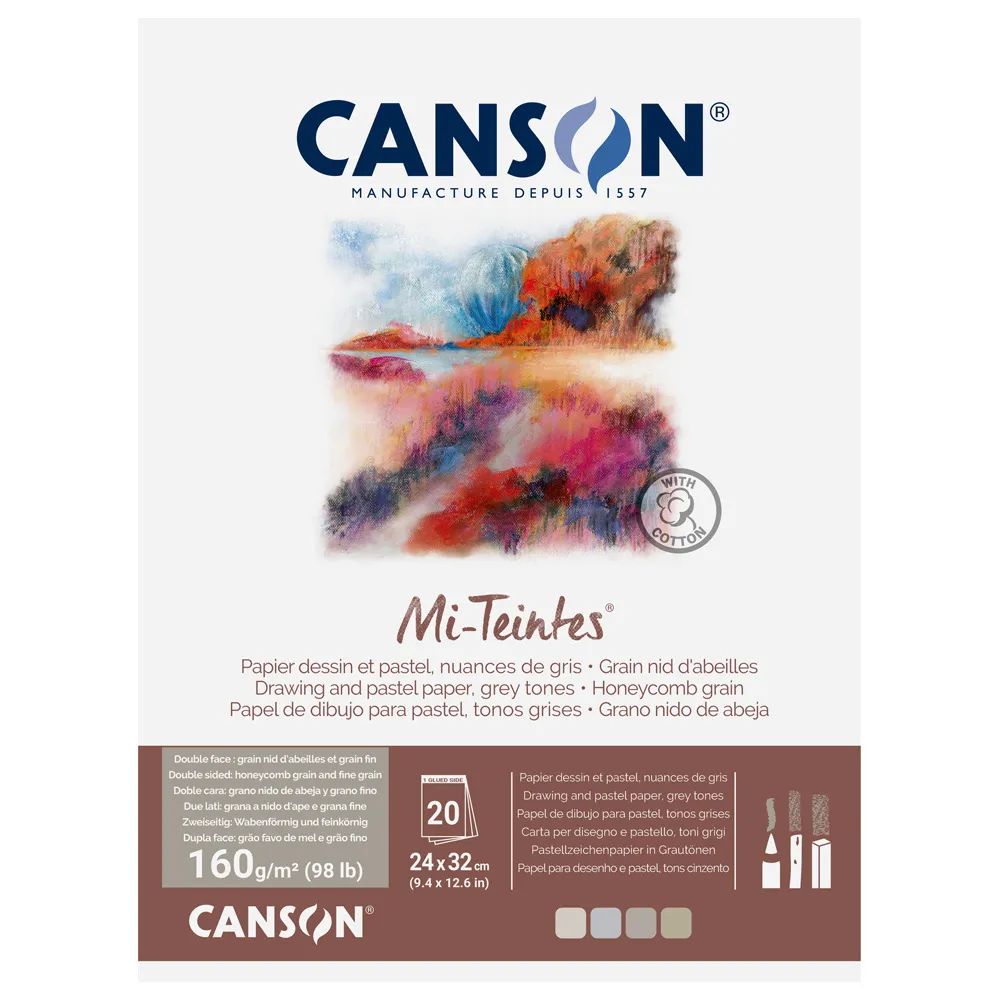 （まとめ買い）色画用紙 キャンソン ミタント パッド 24x32cm F4サイズ グレートーン 4色アソート 20枚 T4C C31032P003 [x3]
