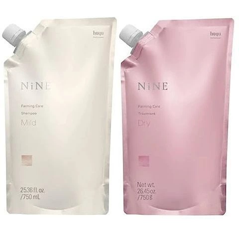 【送料無料】 ホーユー hoyu ／ NiNE ナイン ファーミングケア シャンプー 750ml ＆ トリートメント ( ドライ ) 750g 詰替え パウチ セット