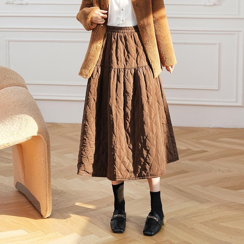 防寒 レディース スカート フレア 期間限定 ロングスカート フレアスカート Aライン キルティングスカート 冬 中綿 秋 キルティング ふんわり ゆったり秋冬の最新