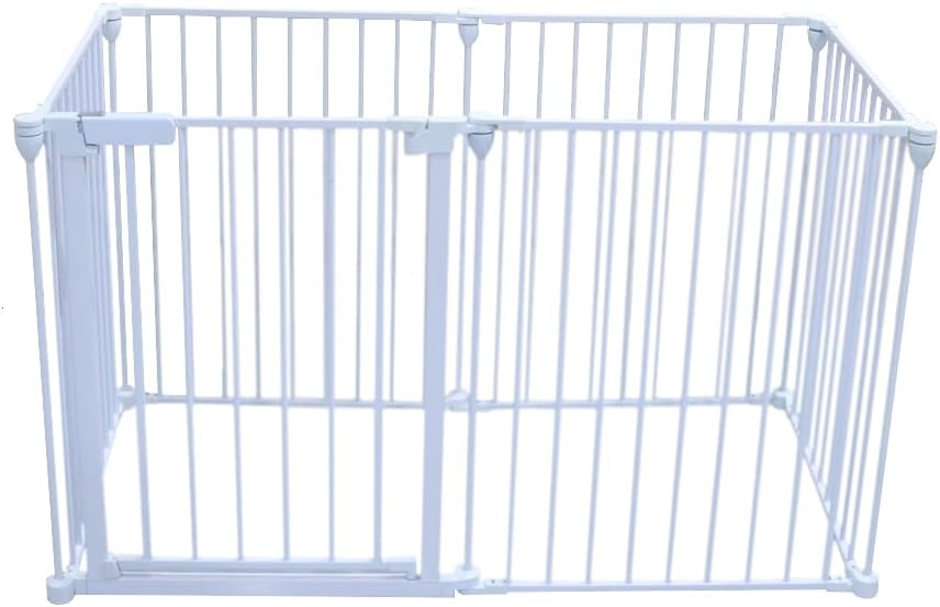 Ksmsem 犬 サークル 室内 中大型犬 サークル 折りたたみ 床固定補強ステッカー付き 小型犬 猫 うさぎ 小動物用ゲージ 形組み換え可能 ジョイント式 ダブルロック 折りたたみサークル