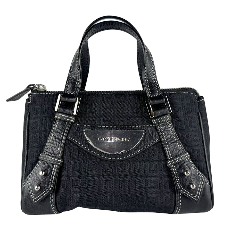 ジバンシィ GIVENCHY ハンドバッグ キャンバス/レザー ブラック シルバー レディース z9971