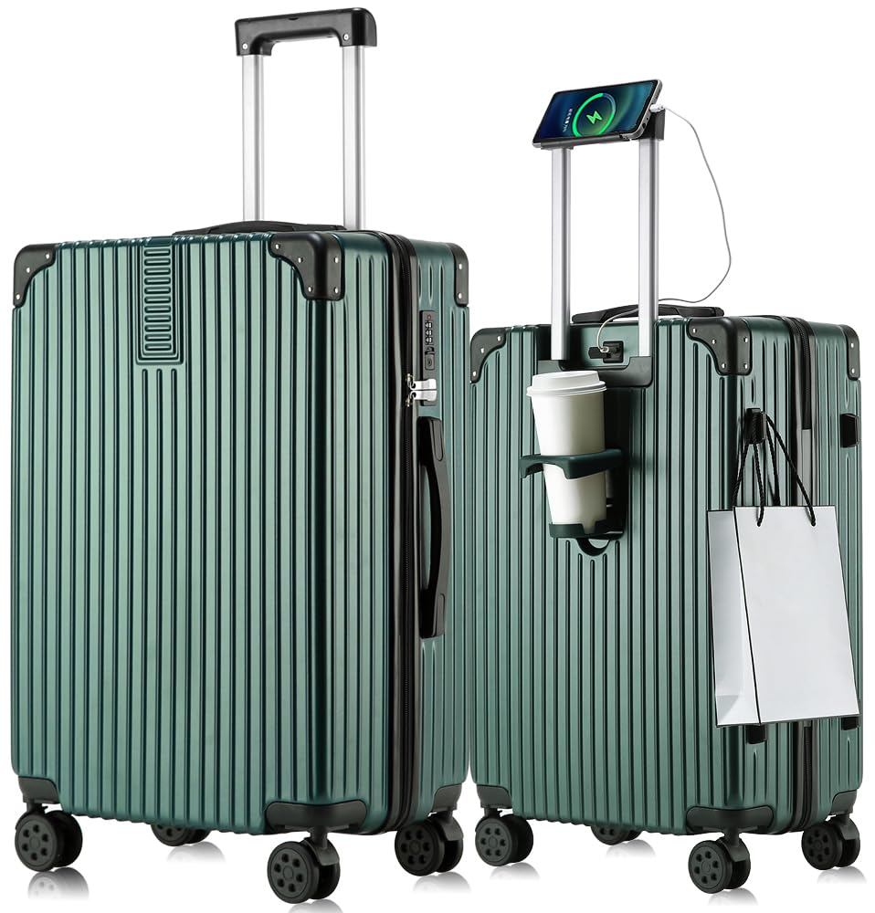 [Wozwe] 最軽量 キャリーケース スーツケース 機内持込可 多機能すぎる ダイヤロック式 保護カバー付き 超軽量 多機能 キャリーバッグ 携帯スタンド USBポー付き カップホルダー付き 隠しフ