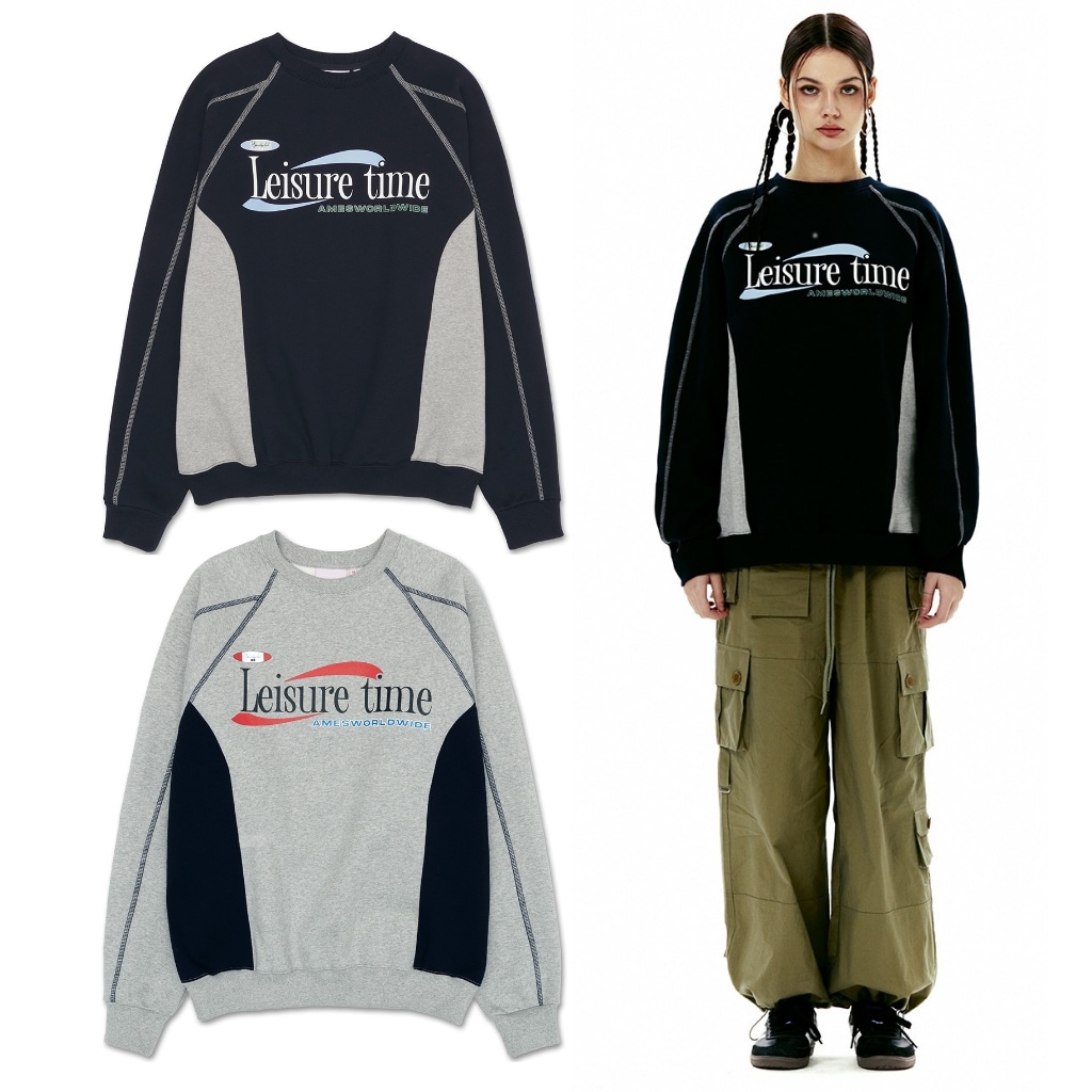 【Ames-Worldwide】 LEISURE TIME LOGO SWEATSHIRT 2色 UNISEX