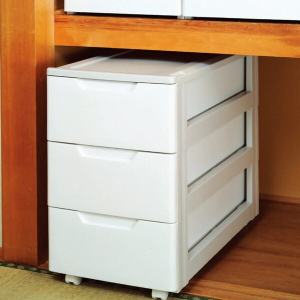 HGL-393 ホワイト/ベージュ ロングチェスト 3段 幅39cm メーカー直送