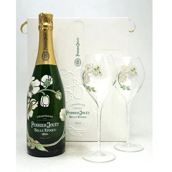 2014 キュヴェ ベル エポック グラス2客付きセット ギフト箱付 並行品 箱へこみ汚れ 750ml ペリエ ジュエ 白泡 コク辛口 ワイン 大人気 ^VAPJG214^