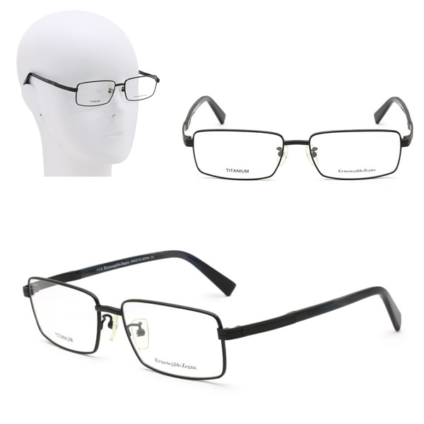 フレームのみ EZ5094-D/V 090 57 ブラック ネイビー Ermenegildo Zegna メガネ 眼鏡 アジアンフィット