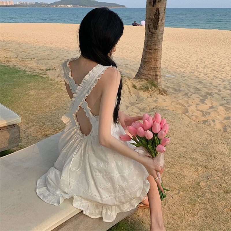 ワンピース レディース ひざ丈 ノースリーブ S M L 韓国 スクエアネック フリル かわいい 大人可愛い きれいめ シンプル カジュアル 大人 上品 おしゃれ かっこいい 大人可愛い 大人女子