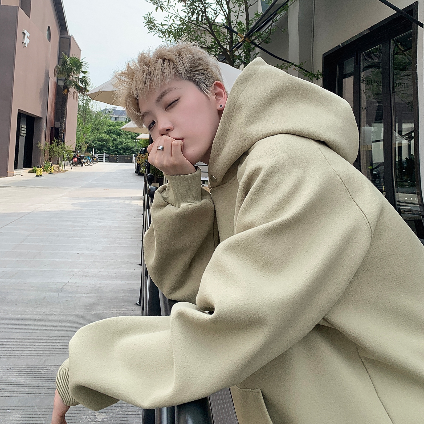 アボカドグリーンフード中山トレーナーメンズ春秋ガウク長袖トップスハイストリートジャケット