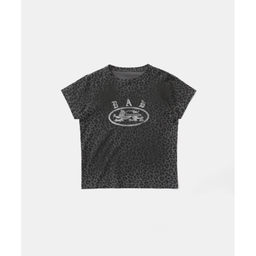 BADBLOOD Crack Print T-Shirt Black Leopard w-tee25-045