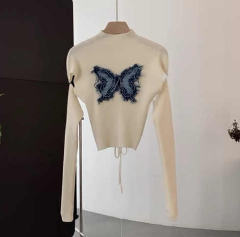 トップス 個性的 モテアイテム 肌見せ カットソー ミニ丈 ショート丈 長袖 ハイネック スリム タイト 細身 バックシャン バックコンシャス リブ 伸縮性 かわいい 大人可愛い きれいめ シンプル