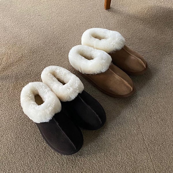 サンダル 牛革 フリース フラット ムートン レディース ぺたんこ 茶色 ブラウン ベージュ