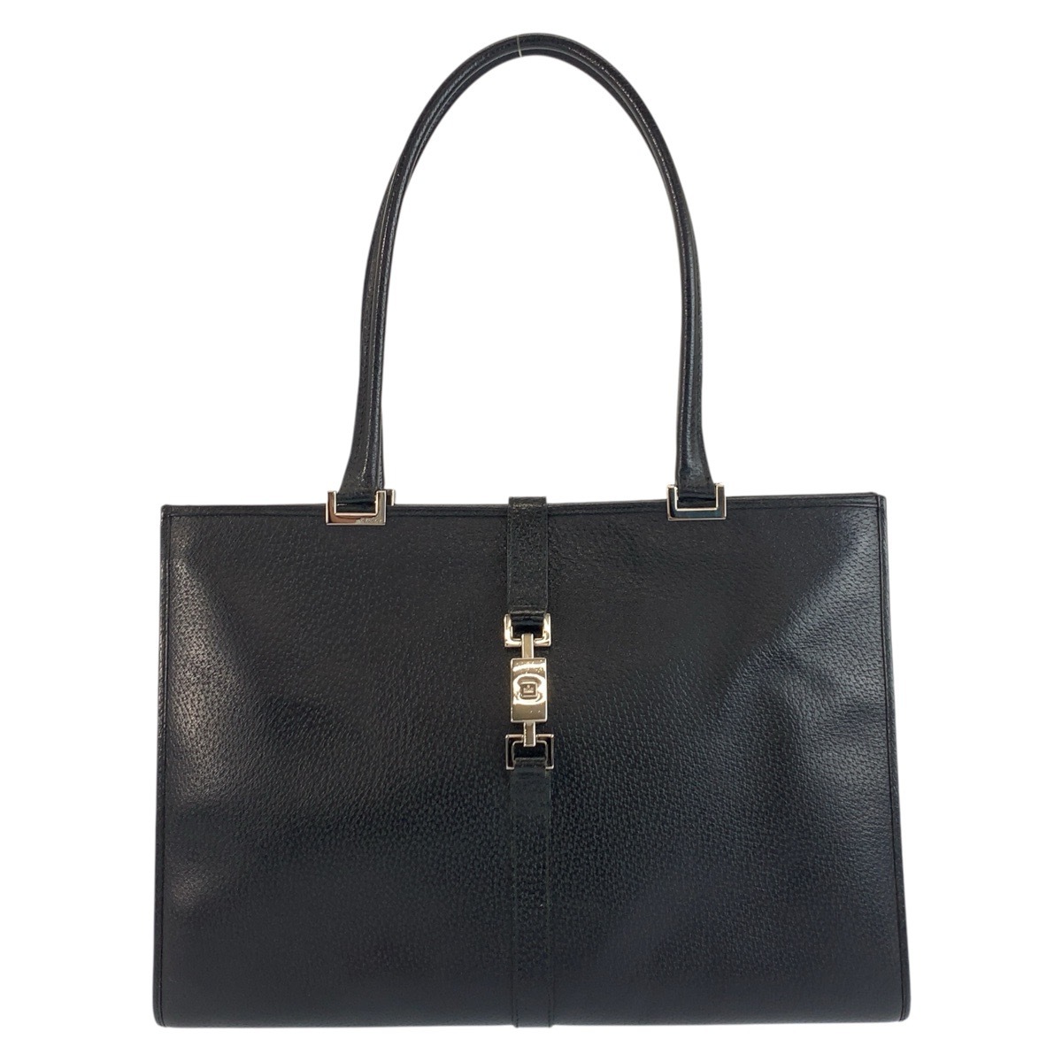 美品 ジャッキー ブラック 黒 シルバー金具 レザー 002 1074 トートバッグ ショルダーバッグ レディース 504088