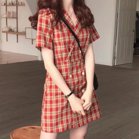 ミニワンピース ワンピ ガーリー ラブリー ピンク ミディアム丈 袖あり 半袖 Vネック フレア