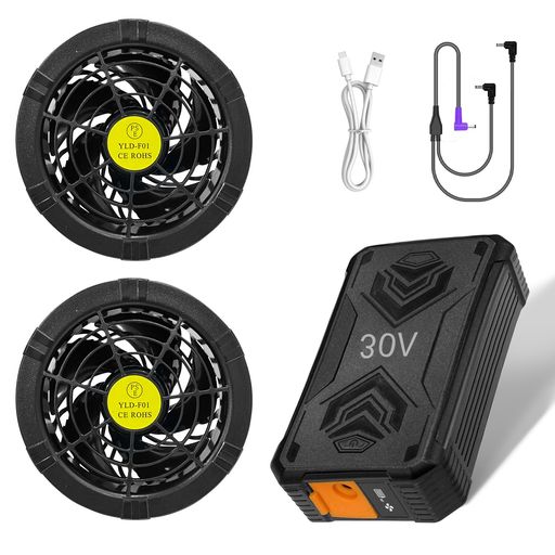 空調作業服 30V ファンバッテリーセット モバイルバッテリー 超高出力 超大風量 長時間 空調作業服用 30000MAH大容量 ブラシレスモーター 涼しい 4段階風力調節 PSE認証済 現場作業 草