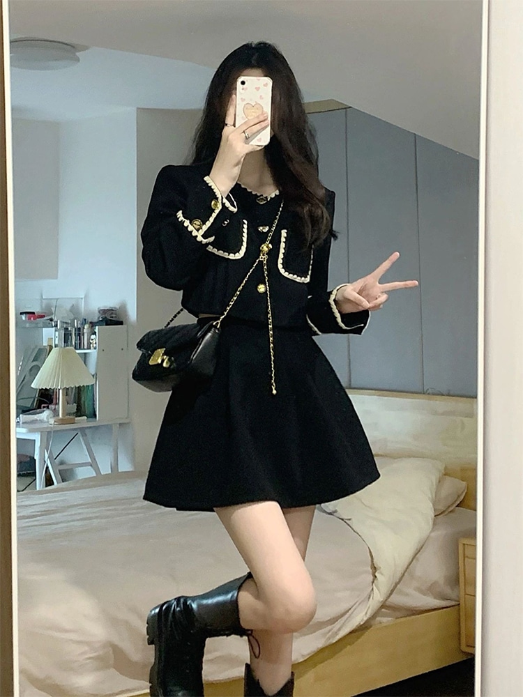 秋の女性2023新しいスーツドレスの高級感ZI豊かな家族の小さな千金香風カレッジスタイルのツーピーススーツ 5,036円