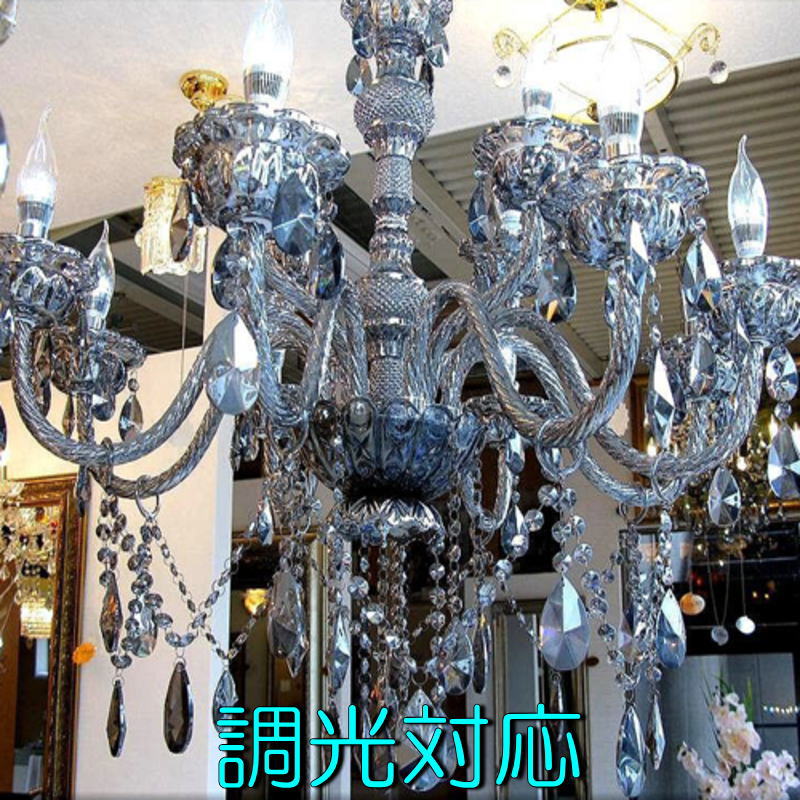 【LED付き！】　新品 超豪華！ LED キャンドル　12灯 スワロフスキー風 クリスタル シャンデリア