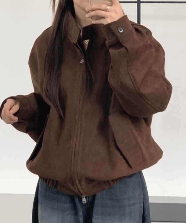コスパが高い）ローカルスエードジャケット[ジャケット/ショートジャケット/スエード/カジュアル/デイリー/大学生/直ディング/冬]