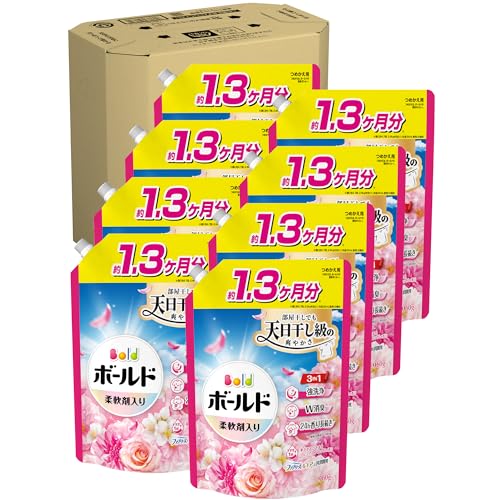 Bold ボールド 柔軟剤入り 洗濯洗剤 液体 華やかおひさまとプレミアムブロッサムの香り 詰め替え 690g×8袋 [ケース品]