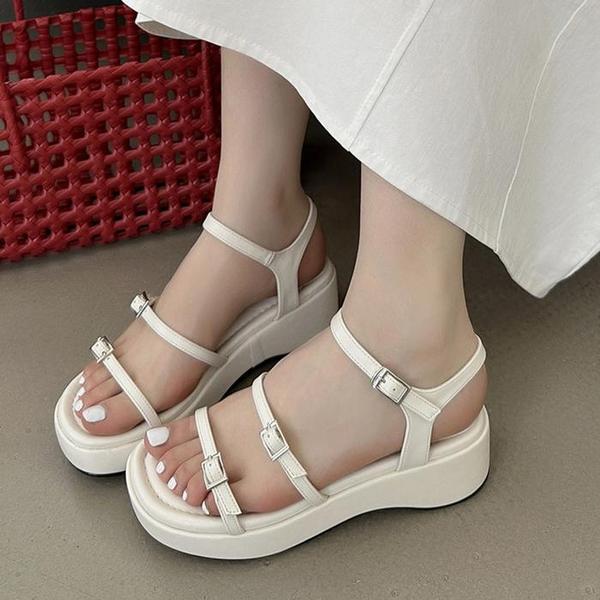 レディース夏サンダル ストラップ プラットフォームサンダル