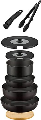 デュラブルシリーズ 取っ手のとれるフライパン9点セットAA IH対応 ブラック KSA-9A BK