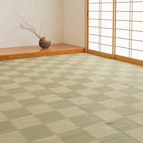 【メーカー直送品】萩原 抗菌加工 洗えるい草風カーペット 倉間 江戸間8帖 GR グリーン