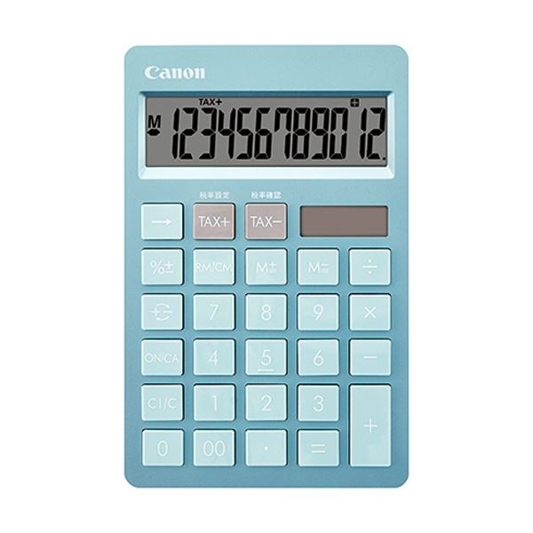 (まとめ) キヤノン 卓上電卓 抗菌仕様 HS-1200TC-BL JPN 12桁 ブルー 5049C003 1台 (×3セット)