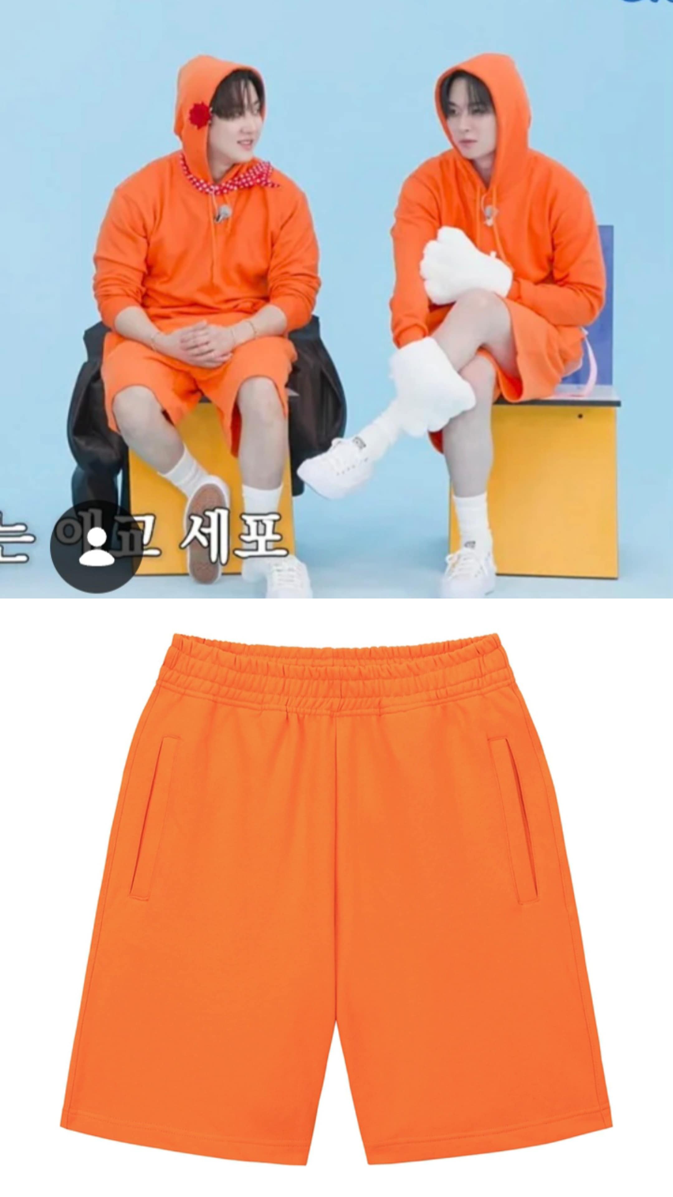 Tripshion/Stray kids leeknow wear/BASIC SWEAT HALF PANTS - ORANGE