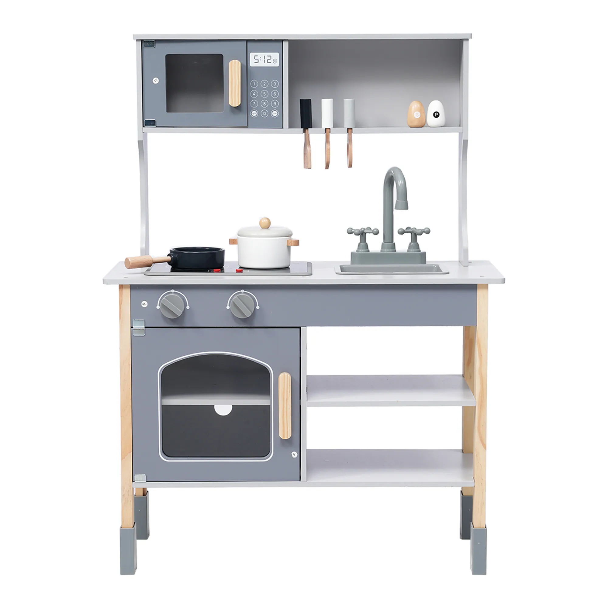 ままごと キッチン 木製 ままごとセット 誕生日 台所 知育玩具 子供用 子供 収納 まねっこ コンロミニキッチン おもちゃキッチン キッズ ベビー プレゼント 子供【グレー】36