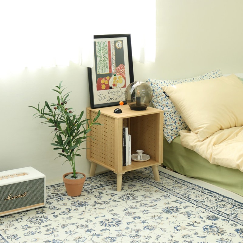 ベッドサイドテーブル ソファサイド棚 収納 組み立て 飾り リビング 在宅 寝室 2カラー ホワイト/メープル