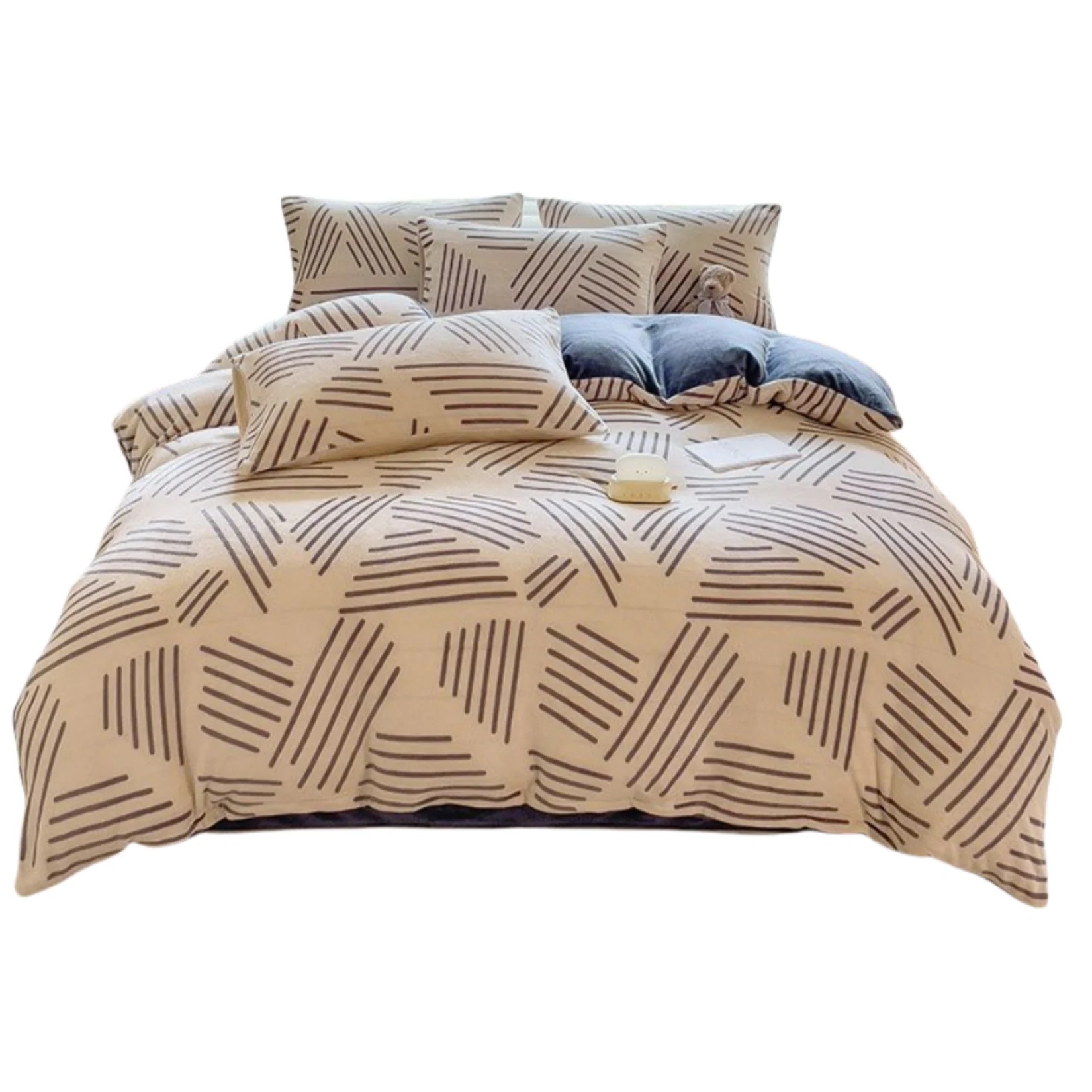 フランネル 布団カバーセット AB両面 マイクロファイバー シングル ダブルサイズ 発熱毛布 裏起毛 あったか もふもふ 厚手 肌触り良い 北欧風 花柄 保温 秋冬寝具 洗える30%までに制限